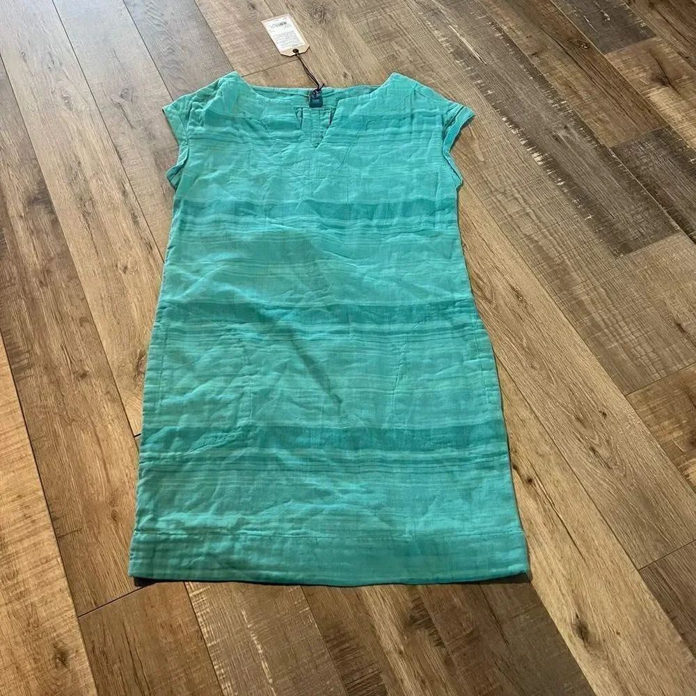 prAna Retro Teal Stripe Kai Notch-Neck Dress - Women size S